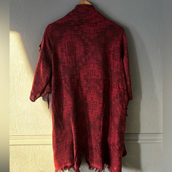 Tamsy | cotton | ruffle | tie detail | 3/4 sleeve | open front | cardigan | OS - Picture 6 of 11